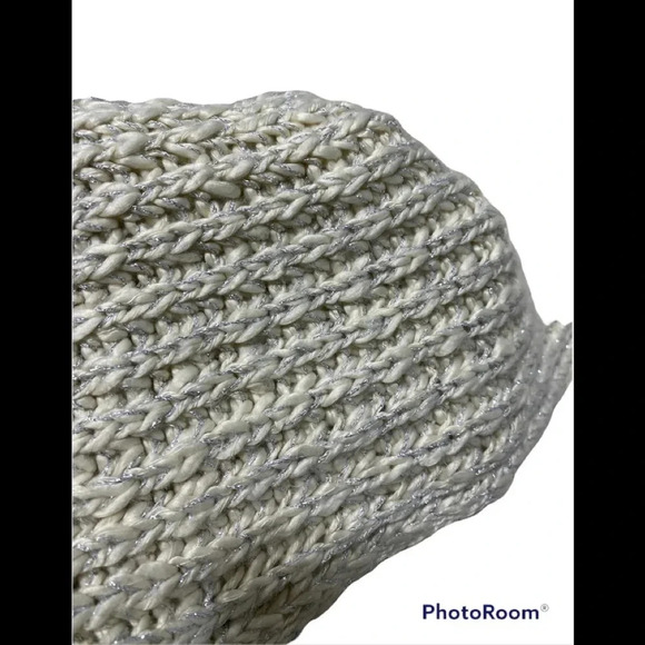 J. Crew Cream/Metallic Silver Thread Knit Infinity Scarf - Picture 3 of 4